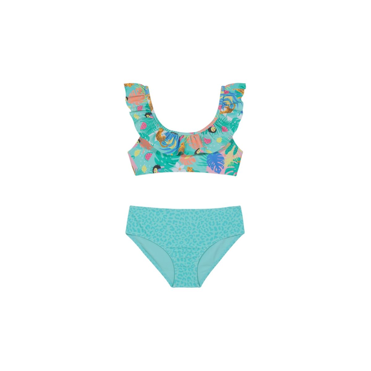 H2O WEAR - Traje de Baño Bikini UV30+ con Vuelos para Niña Turquesa - Verde