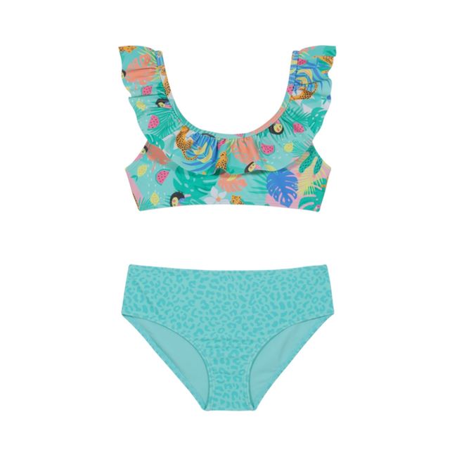 H2O WEAR - Traje de Baño Bikini UV30+ con Vuelos para Niña Turquesa - Verde