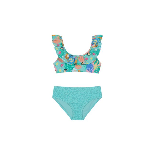 H2O WEAR - Traje de Baño Bikini UV30+ con Vuelos para Niña Turquesa - Verde