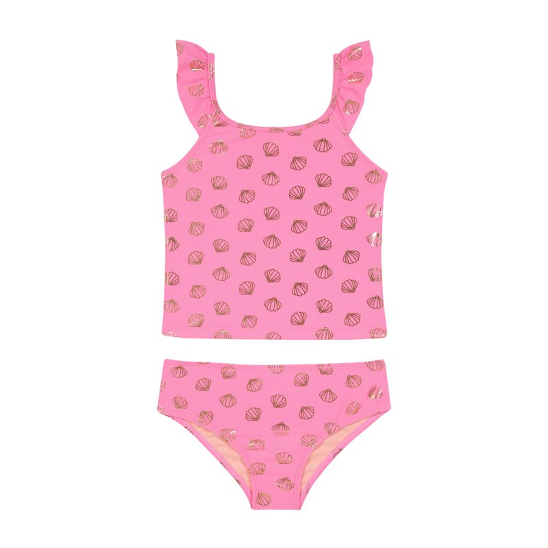 H2O WEAR - Traje de Baño Tankini UV30+ Top con Mangas para Niña Coral - Coral