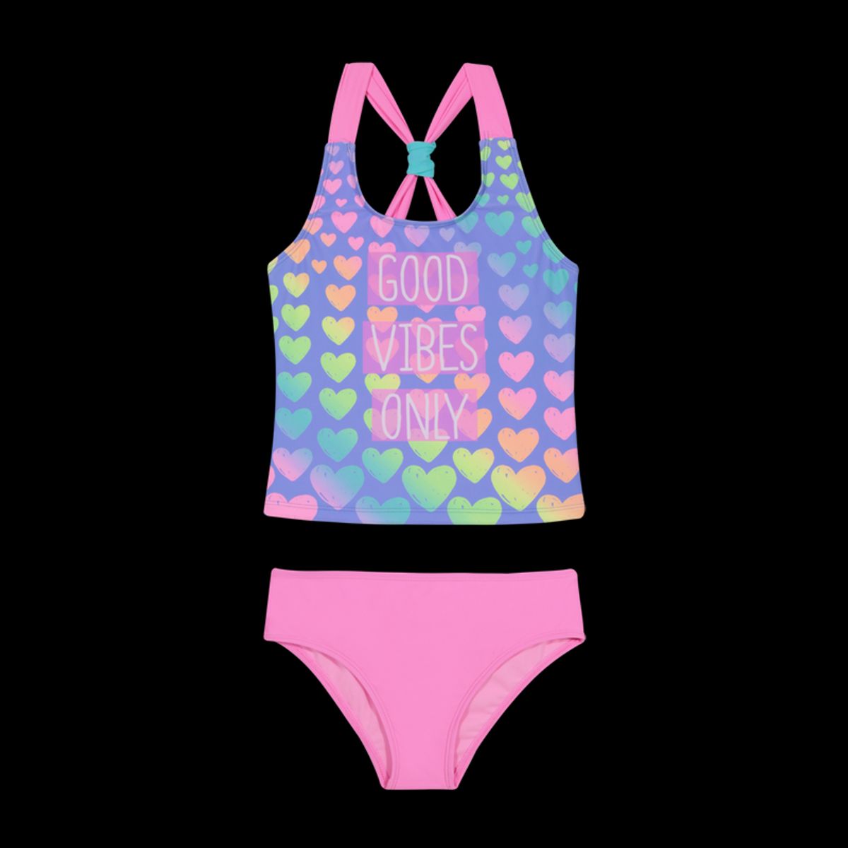 H2O WEAR - Traje de Baño Tankini UV30+ Top Sublimado para Niña Fucsia - Fucsia