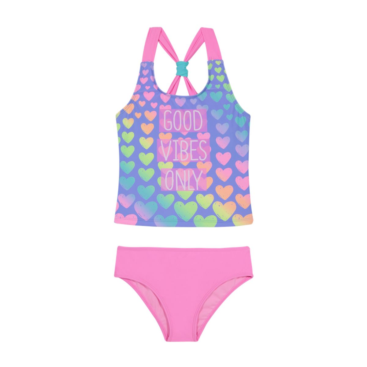 H2O WEAR - Traje de Baño Tankini UV30+ Top Sublimado para Niña Fucsia - Fucsia