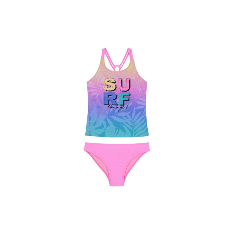 DISNEY - Traje de Baño Tankini UV30+ Top Sublimado para Teens Niña Fucsia - Fucsia
