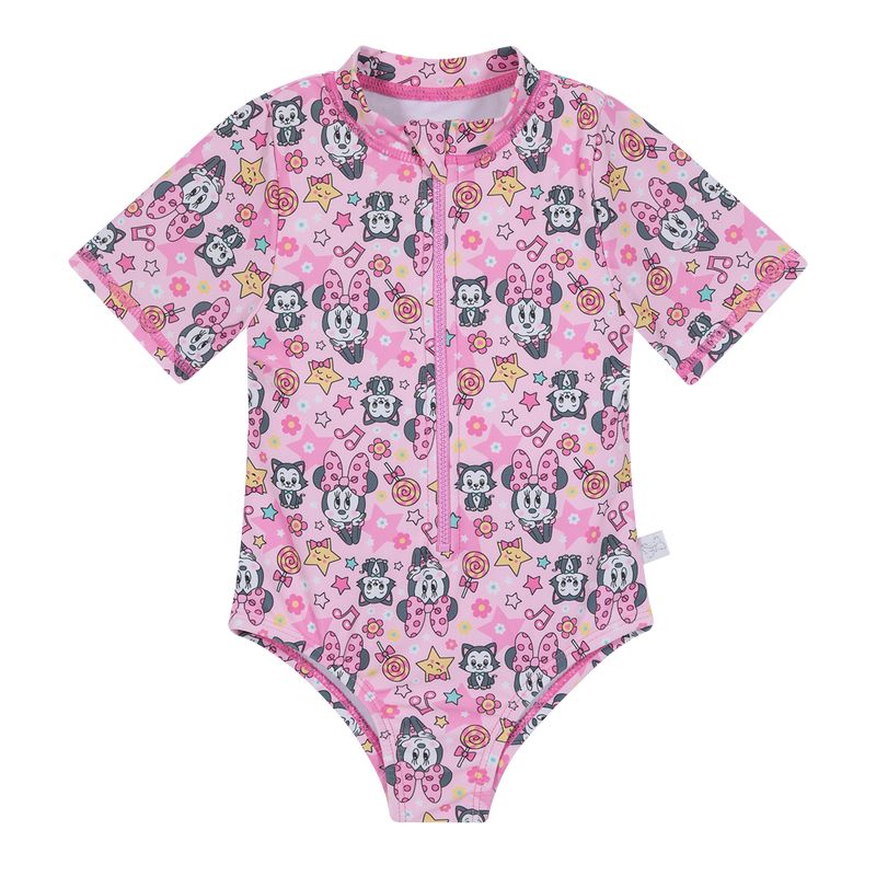 DISNEY - Traje de Baño Entero M/Corta UV50+ para Bebe Niña Rosado - Rosa
