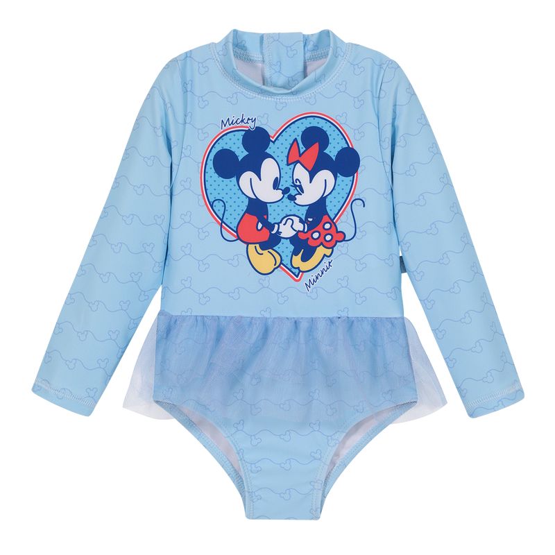 DISNEY - Traje de Baño Entero M/Larga UV50+ para Bebe Niña Celeste - Celeste