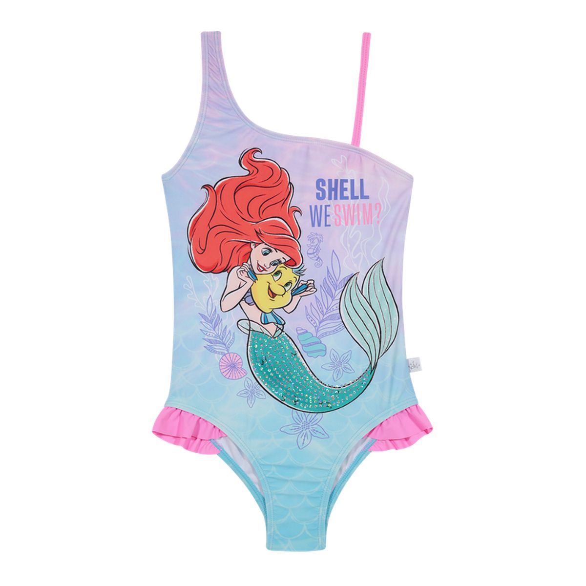 DISNEY - Traje de Baño Entero Un Hombro UV50+ para Niña Rosado - Rosa