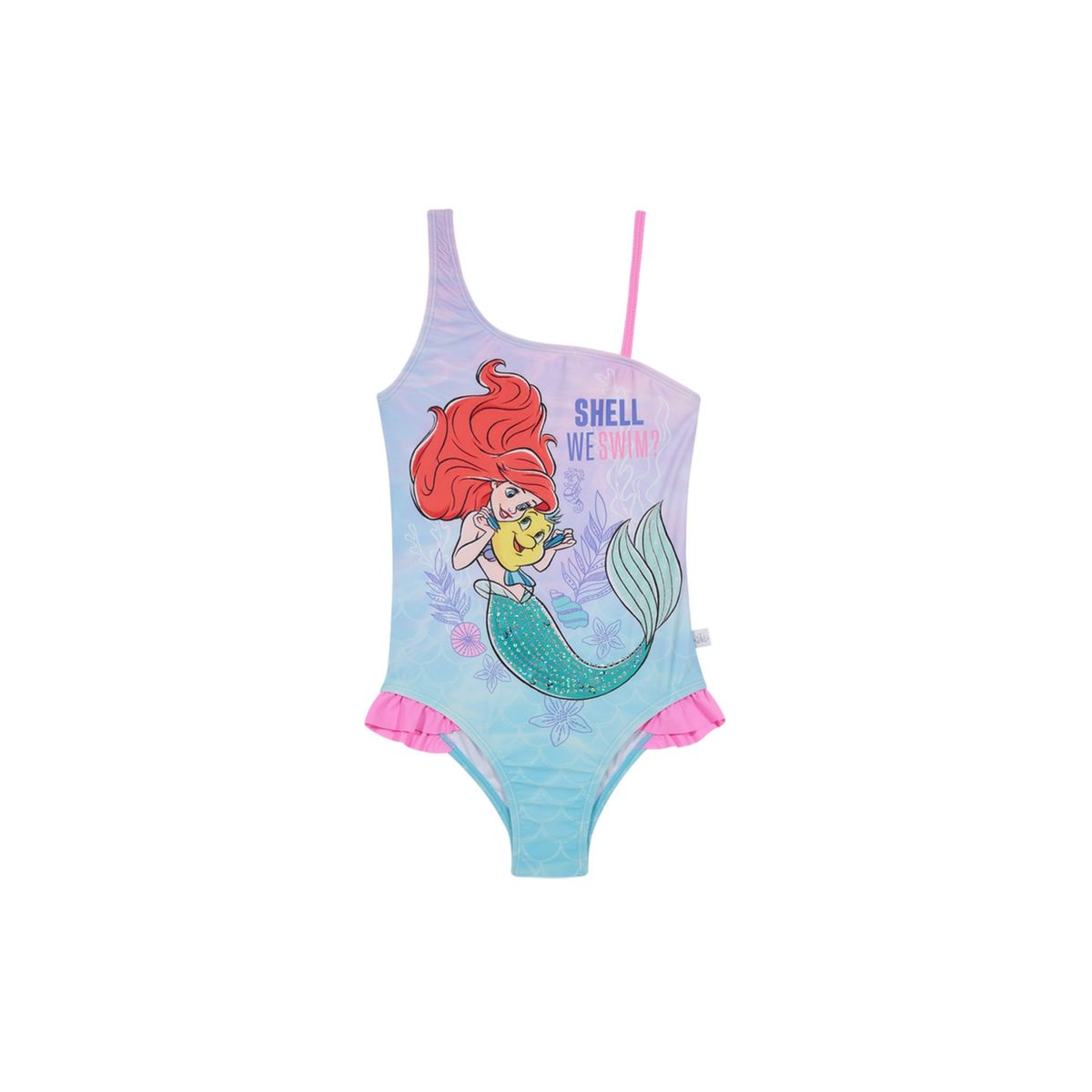 DISNEY - Traje de Baño Entero Un Hombro UV50+ para Niña Rosado - Rosa