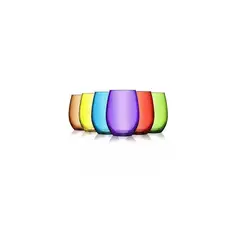 CRISTAR - Vasos de Vidrio Full Color Mikonos 460cc (Set 6 Unidades)