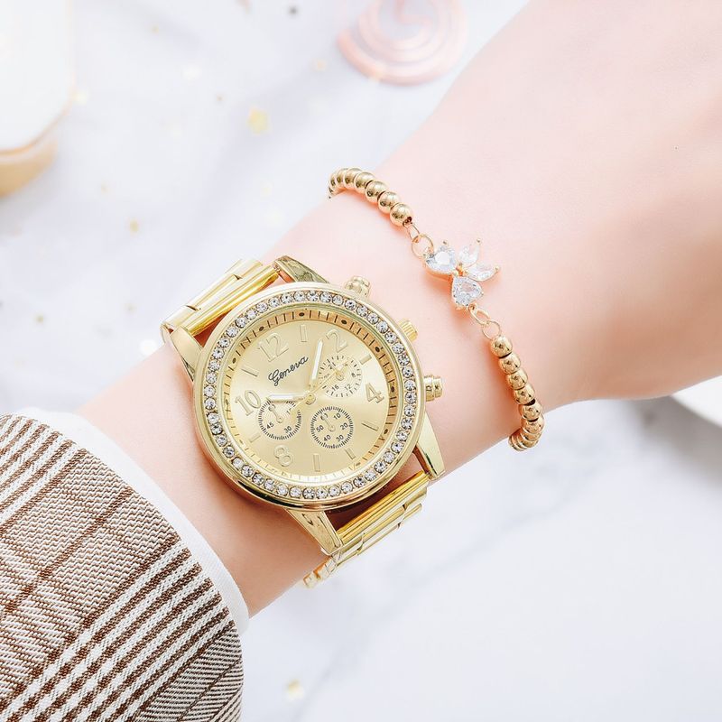 GENERICO - Reloj y pulsera de mujer clásico de lujo con diamantes de imitación