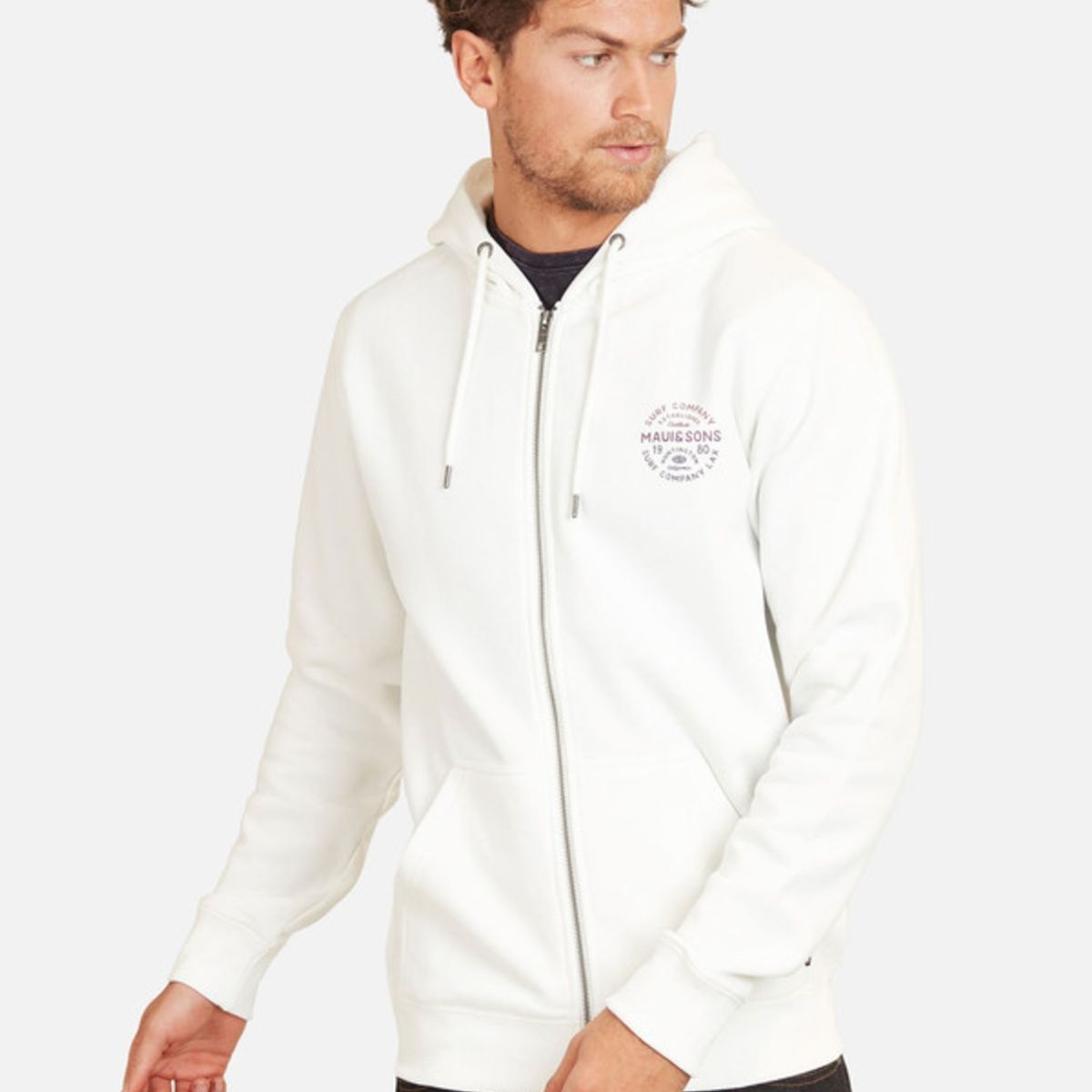 MAUI AND SONS - Poleron Ltrs Unt Hombre Blanco