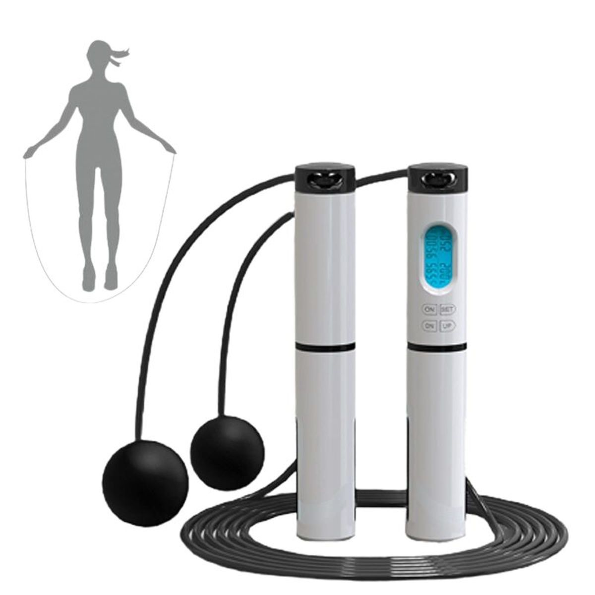EVERSO - Cuerda Saltar Con Ajustable Contador Digital  Fitness