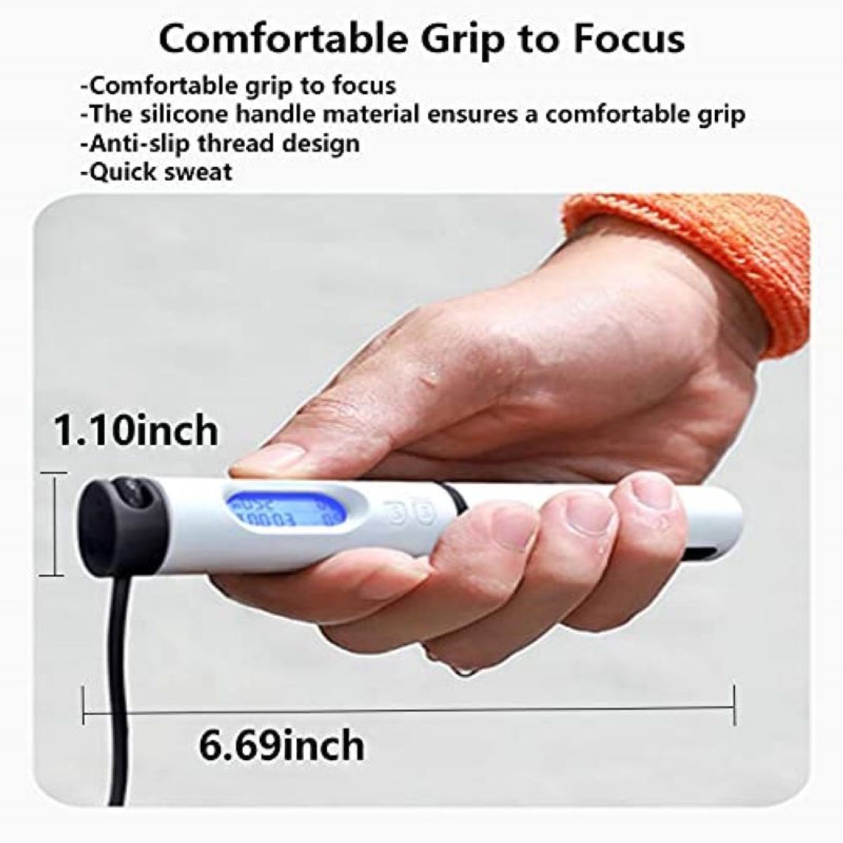 EVERSO - Cuerda Saltar Con Ajustable Contador Digital  Fitness