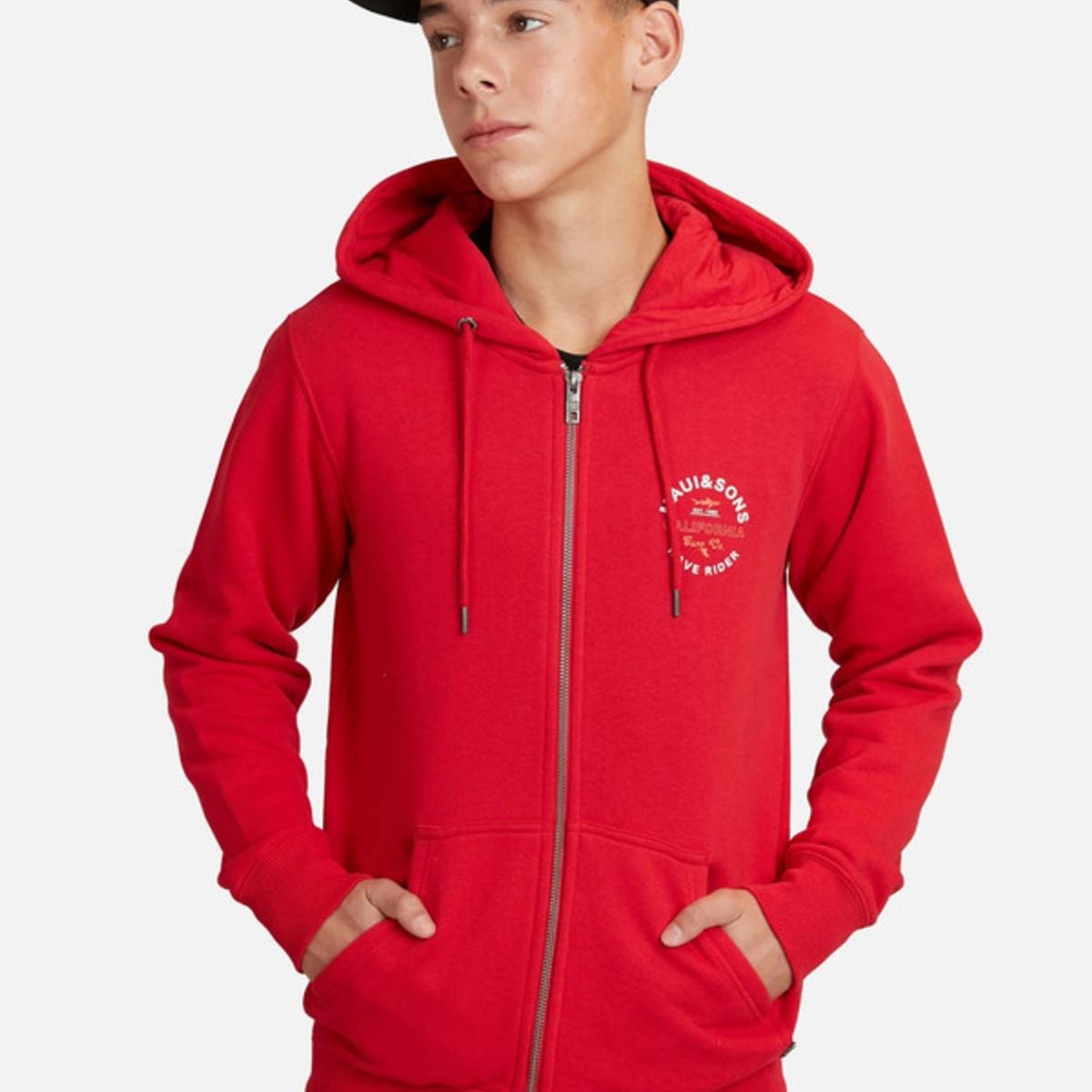 MAUI AND SONS - Poleron Wave Rider Juvenil Hombre Rojo