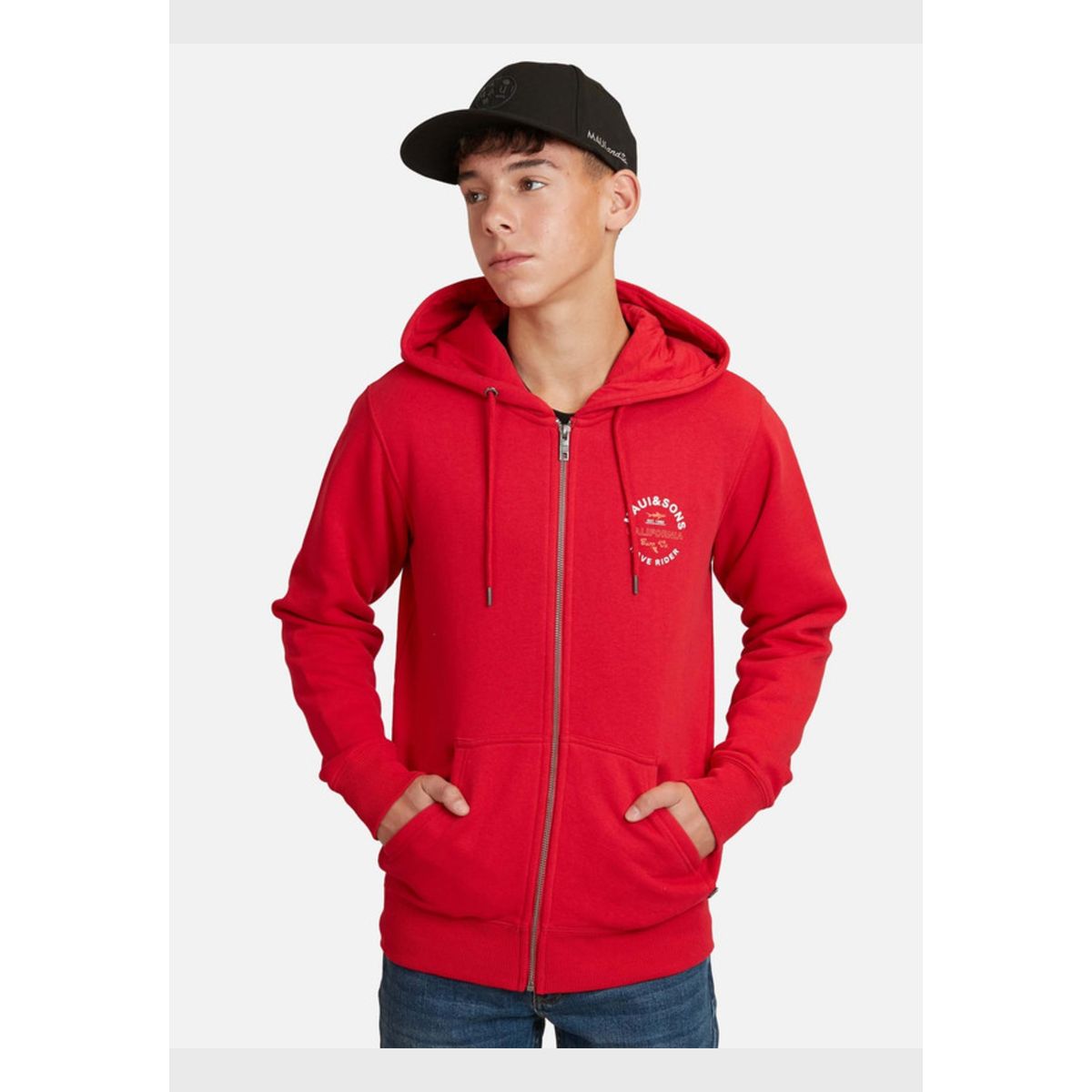 MAUI AND SONS - Poleron Wave Rider Juvenil Hombre Rojo