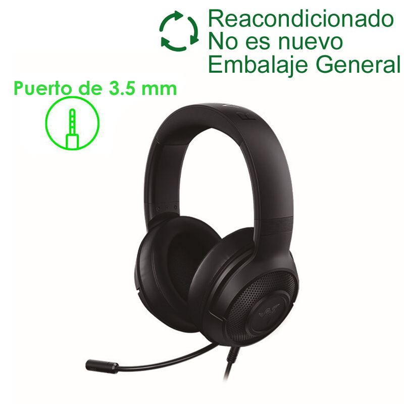 RAZER - Razer Gamer Audífonos Kraken X 3.5mm ReacondicionadoSemi Nuevo-Negro