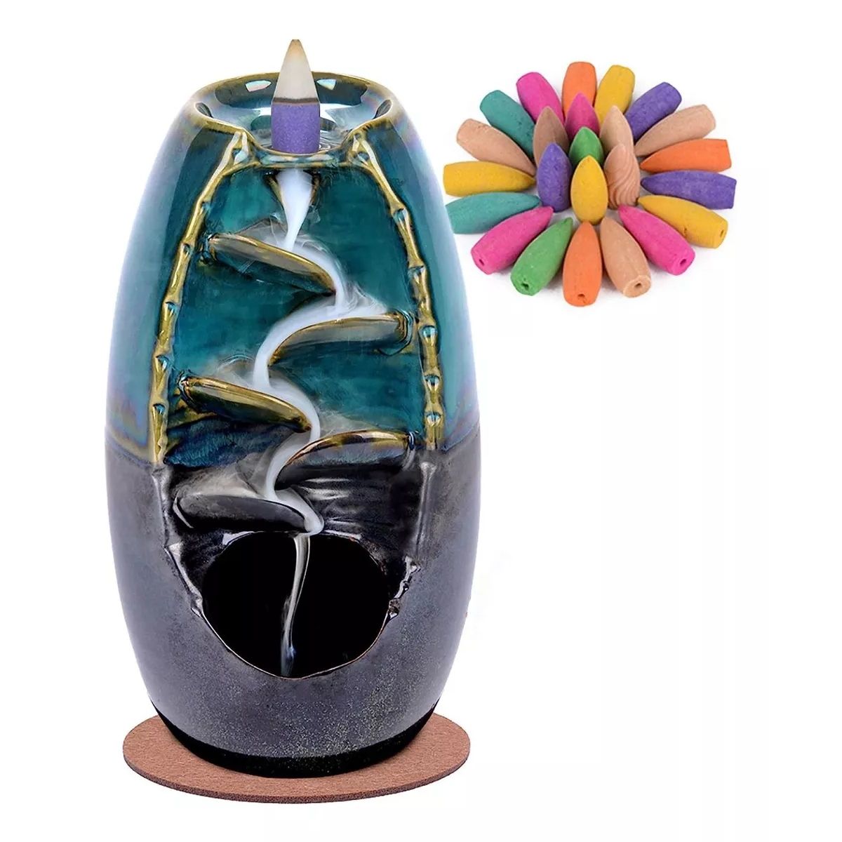 KUANGYE - Quemador De Incienso Con Reflujo De Humo Cascada Cerámico