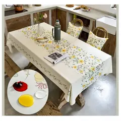COMPRAPO - Mantel Antimanchas Mod. Flores Silvestres Amarillas 140 X 220 Cm Rect.