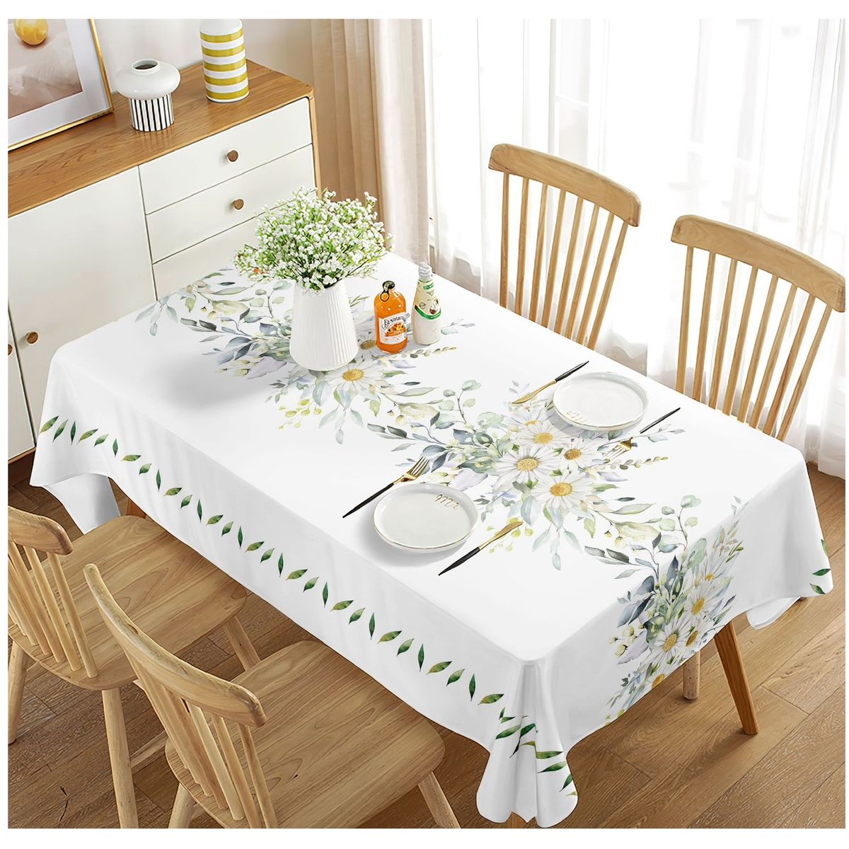 COMPRAPO - Mantel Antimanchas Mod. Margaritas 140 X 220 Cm Rectangular