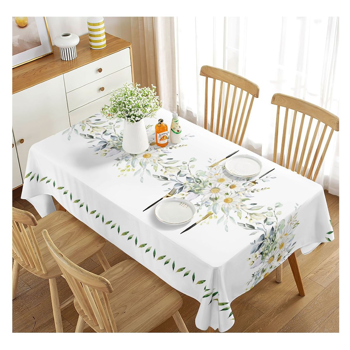 COMPRAPO - Mantel Antimanchas Mod. Margaritas 140 X 220 Cm Rectangular