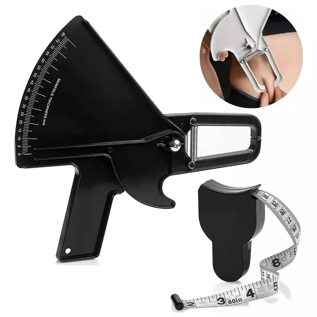 KUANGYE - Caliper Medidor De Grasa Corporal Adipometro Con Cinta Métrica
