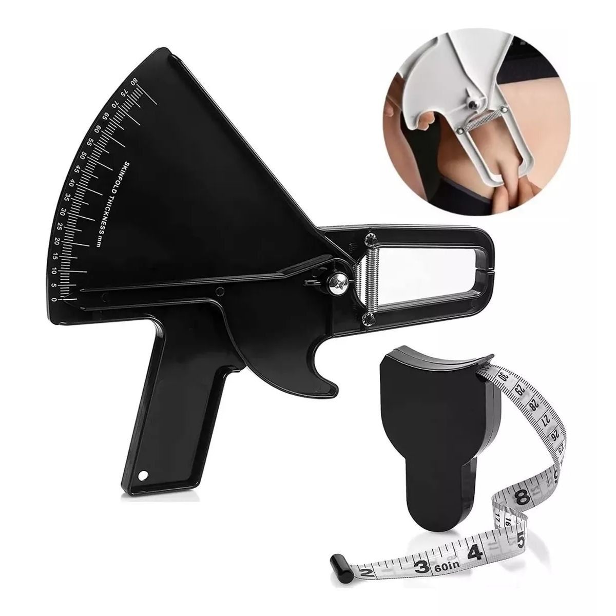 KUANGYE - Caliper Medidor De Grasa Corporal Adipometro Con Cinta Métrica