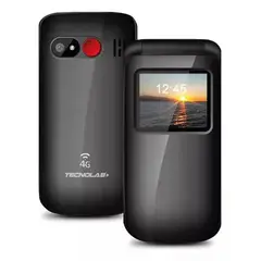 TECNOLAB - TELEFONO CELULAR 4G SENIOR ADULTO MAYOR TIPO ALMEJA BLACK TL456BK