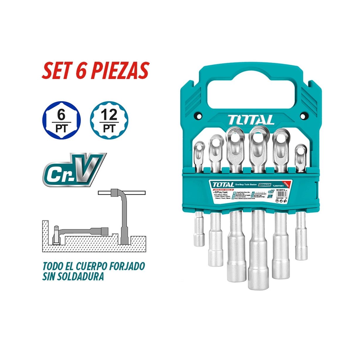 TOTAL TOOLS - Juego Llaves Pipa Tipo L 6 Piezas TOTAL