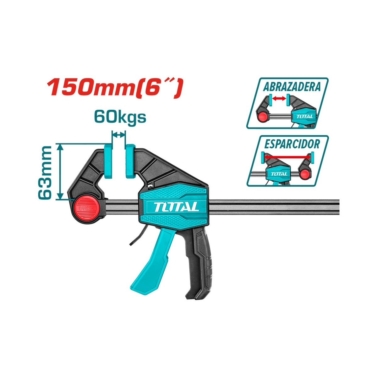 TOTAL TOOLS - Prensa Sargento Rápida 6 Pulgadas TOTAL