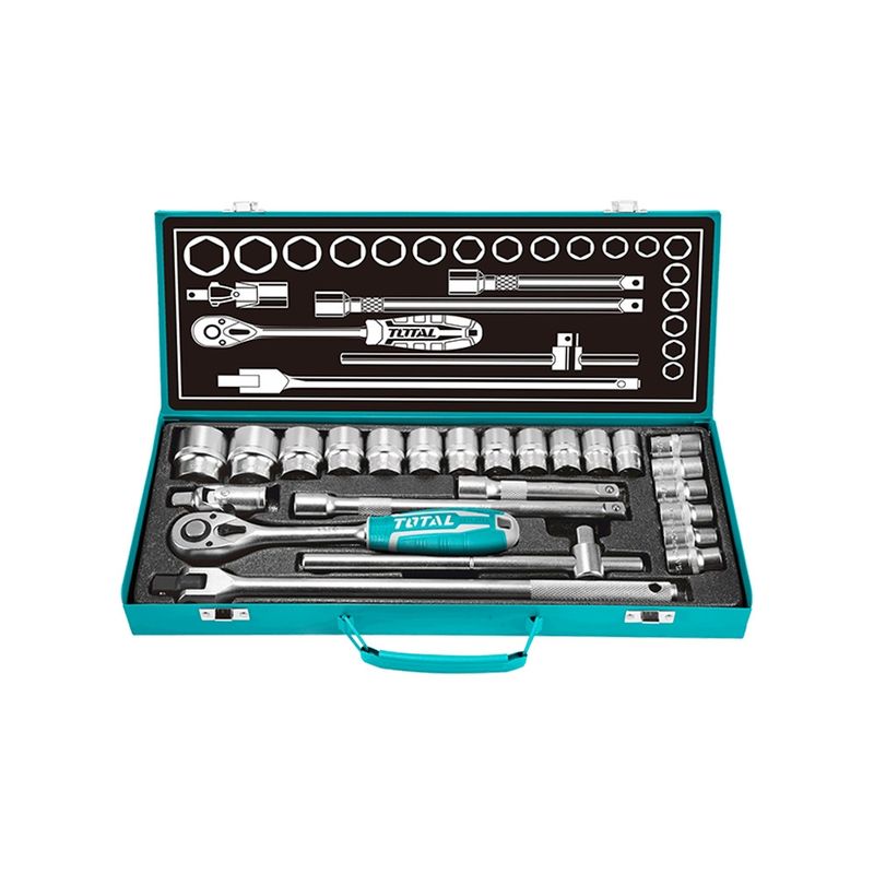 TOTAL TOOLS - Juego de Dados Industrial 1/2 Pulgadas 24 Piezas TOTAL