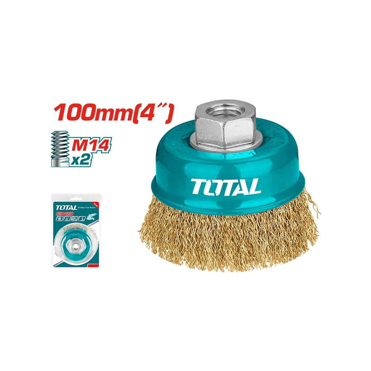 TOTAL TOOLS - Grata Escobilla Copa Acero Rizado 4 Pulgadas 100mm TOTAL