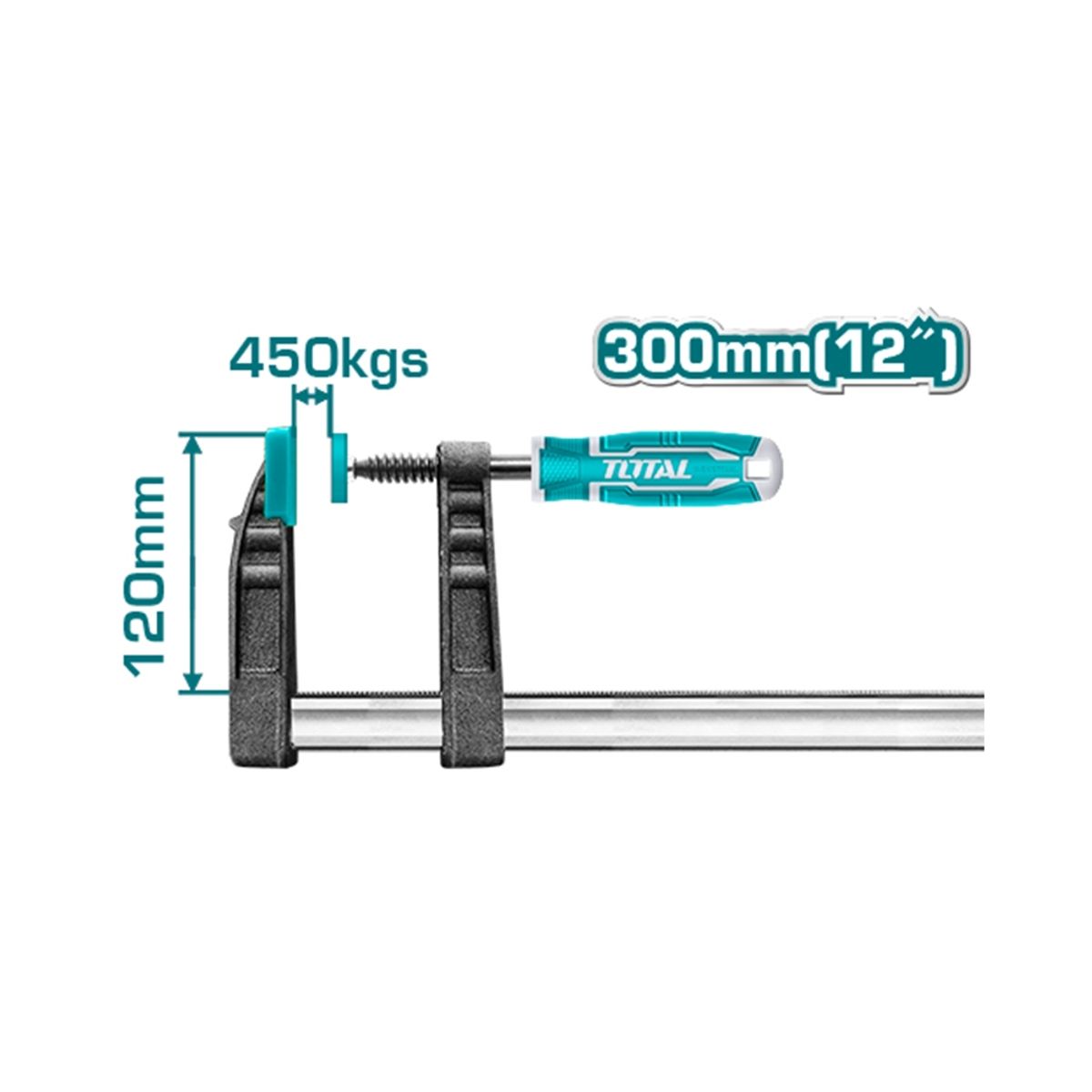 TOTAL TOOLS - Prensa Sargento tipo F 120 X 300mm TOTAL