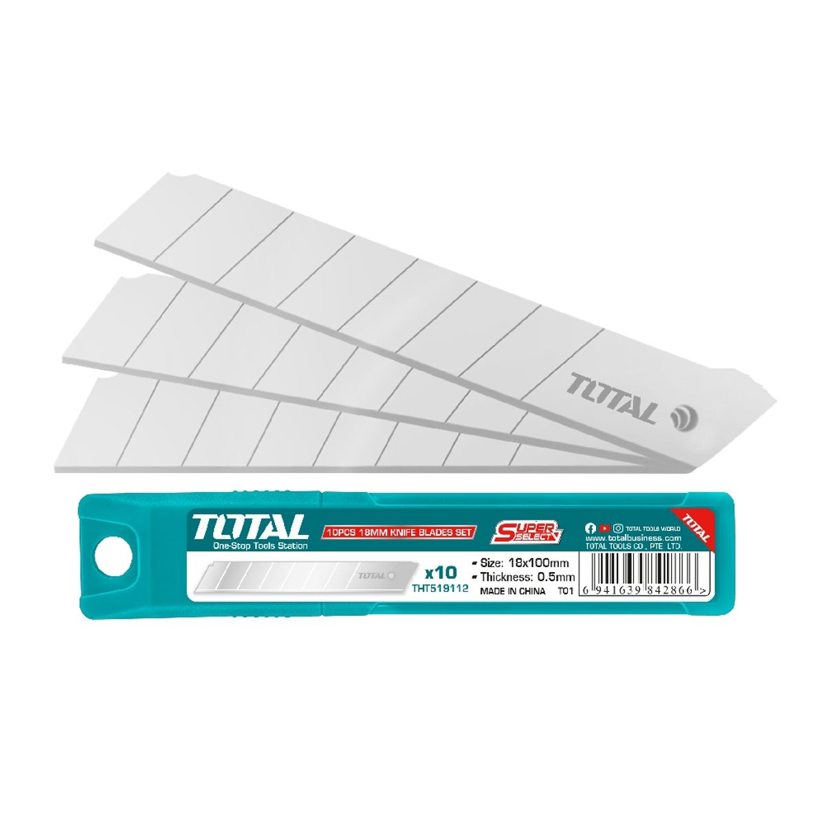 TOTAL TOOLS - Repuesto Hoja de Cartonero 10 Piezas 18x100mm TOTAL