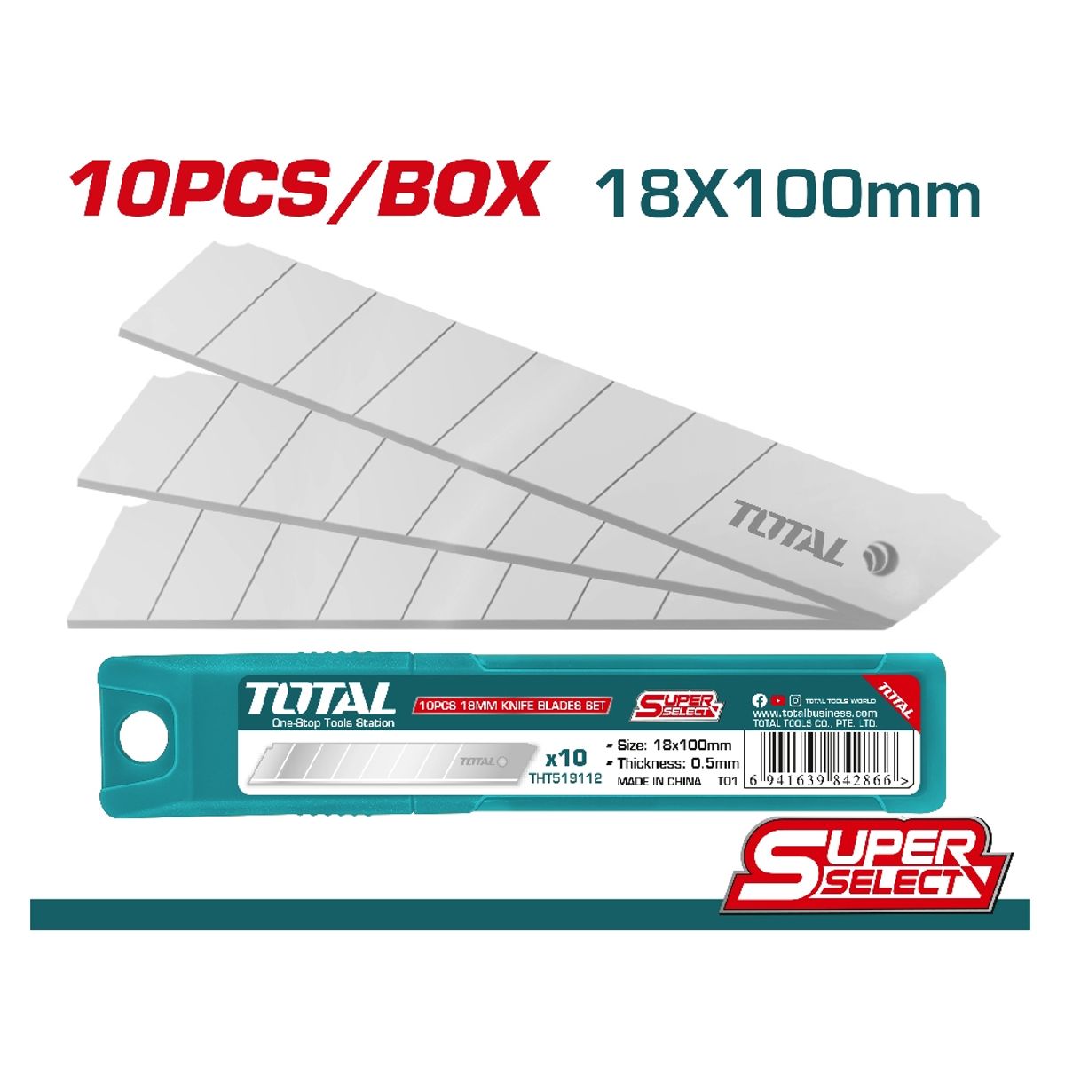 TOTAL TOOLS - Repuesto Hoja de Cartonero 10 Piezas 18x100mm TOTAL