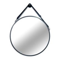 Espejo Colgante de Cuero Decorativo 60x60cm Negro