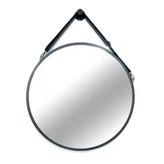 JOYTEK - Espejo Colgante de Cuero Decorativo 60x60cm Negro