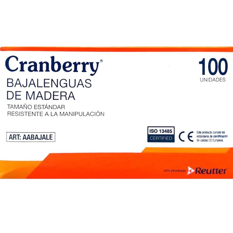 CRANBERRY - Bajalengua De Madera Estéril Desechable Cranberry 100 Unids.-