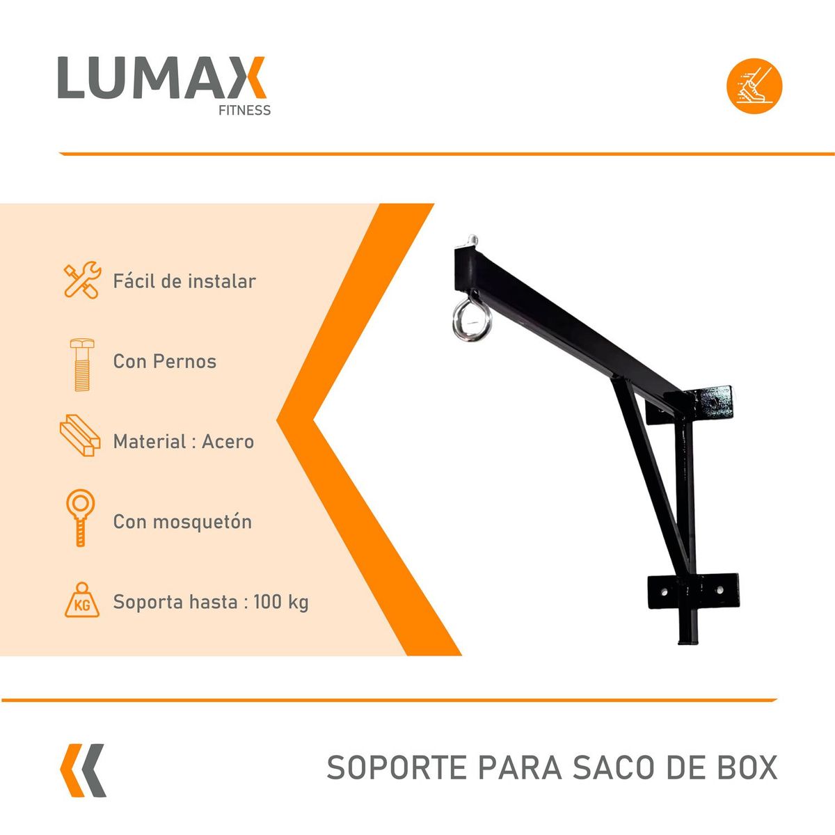LUMAX - Soporte Saco Box + Pernos + Mosquetón