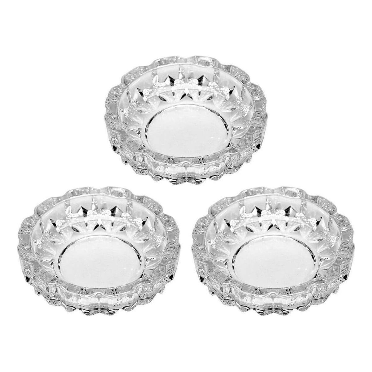 IMPORTCLICK - Set 3 Ceniceros Vidrio Redondo Tallado 11x2 CM - Turquesa