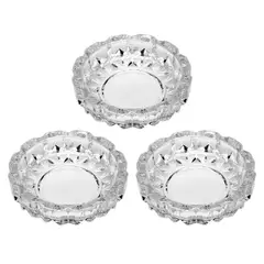 IMPORTCLICK - Set 3 Ceniceros Vidrio Redondo Tallado 11x2 CM - Turquesa