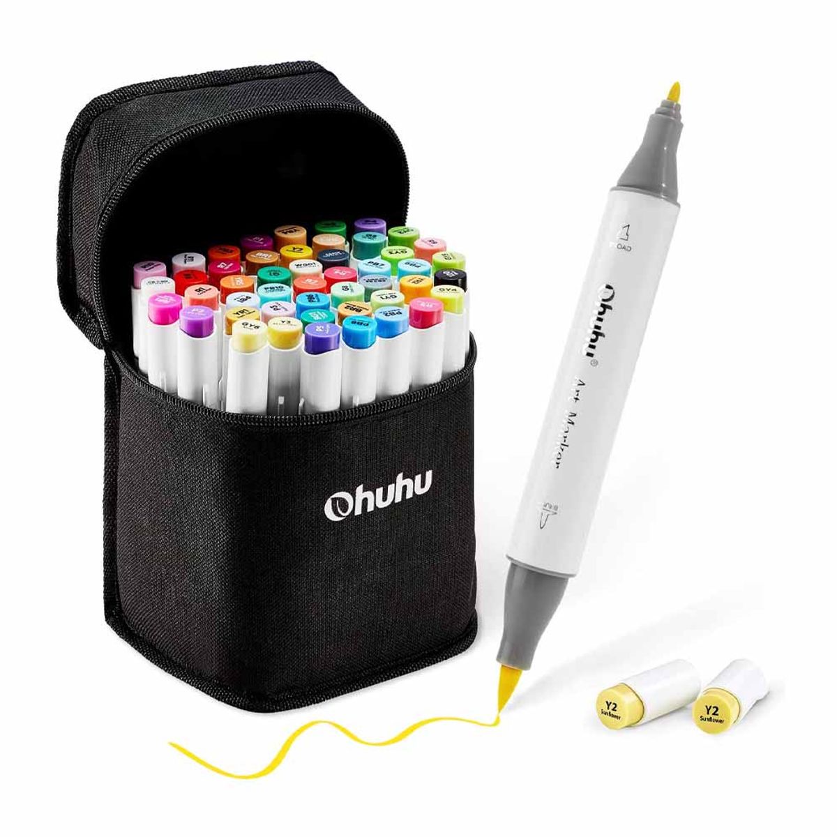 OHUHU - Ohuhu 48 Marcadores De Alcohol  + 1 Blender. Pincel&fina