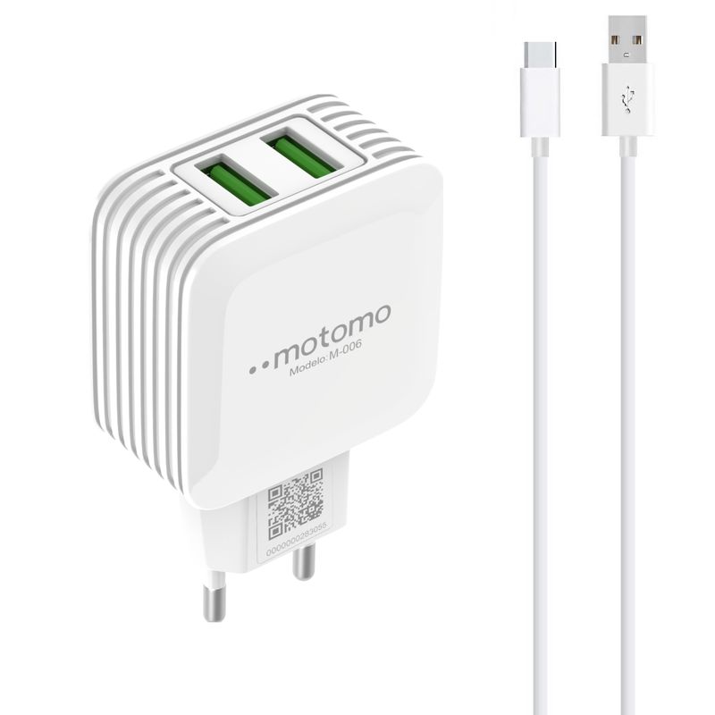 MOTOMO - Cargador Motomo Dual USB 12W con Cable Tipo C de 1m SEC