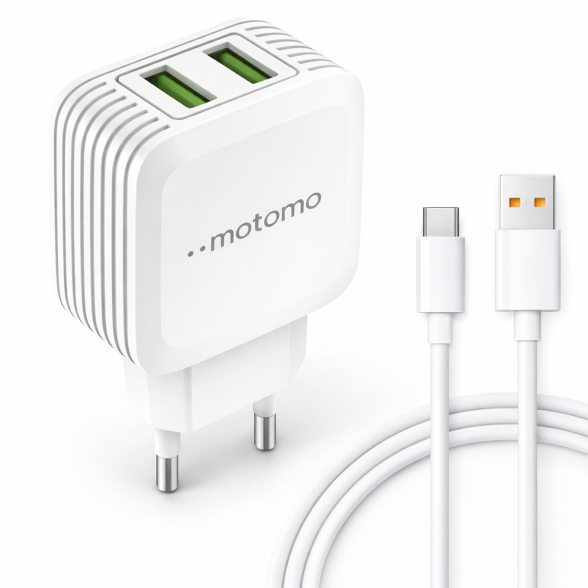 MOTOMO - Cargador Motomo Dual USB 12W con Cable Tipo C de 1m SEC