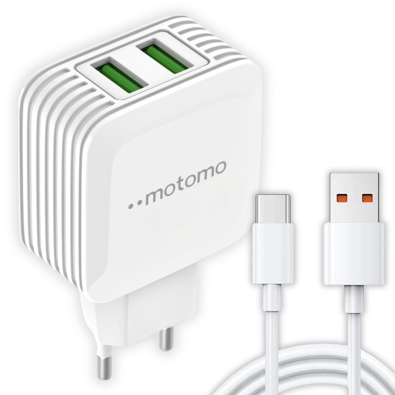 MOTOMO - Cargador Motomo Dual USB 12W con Cable Tipo C de 1m SEC