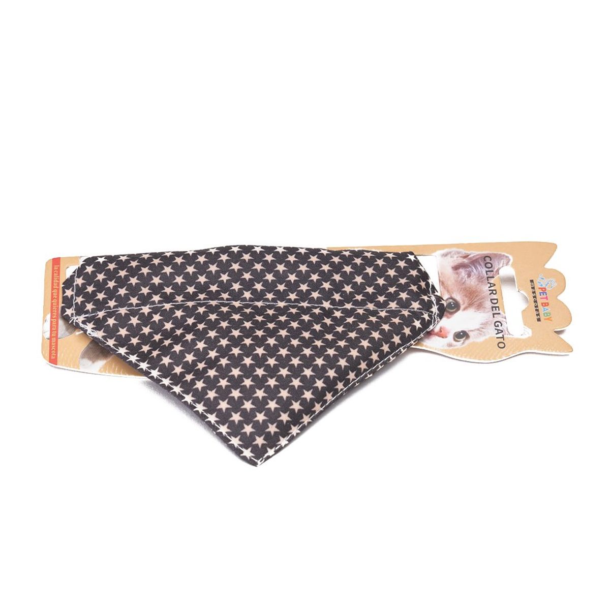 CHINITOWN - Collar de Gato con Bandana Negro con Estrellas Chinitown