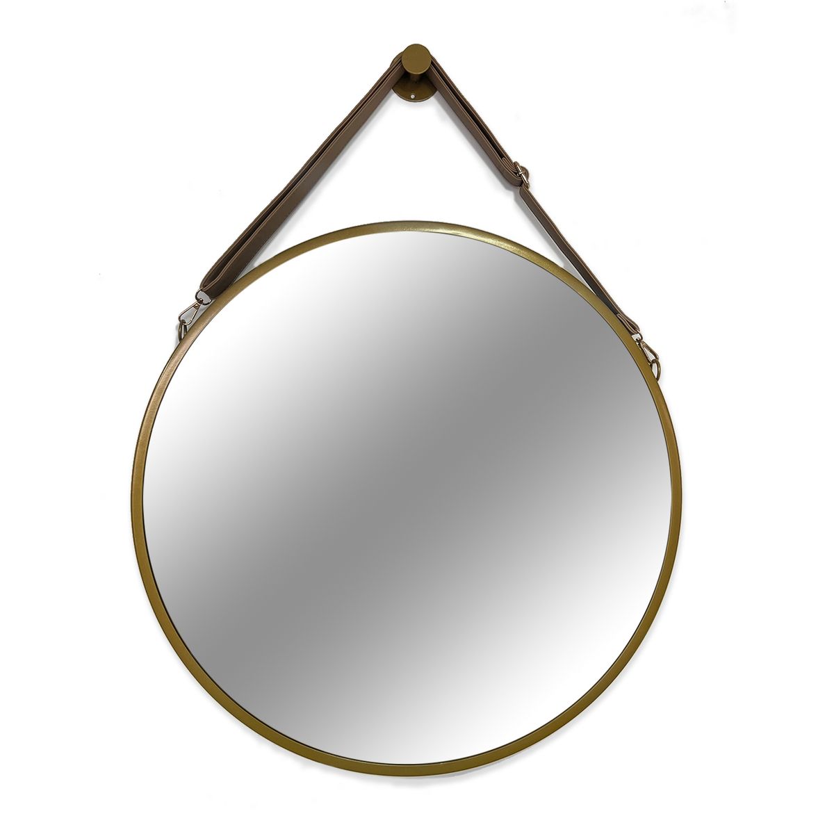 JOYTEK - Espejo Colgante de Cuero Decorativo 60x60cm Dorado