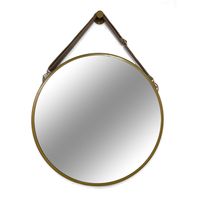 Espejo Colgante de Cuero Decorativo 60x60cm Dorado