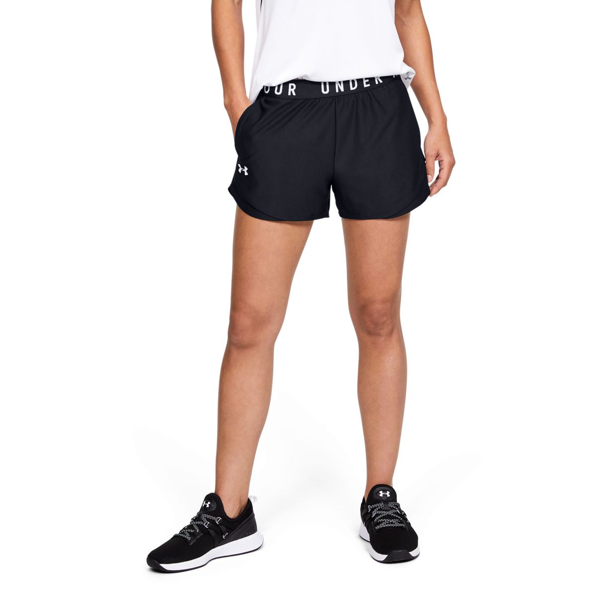 UNDER ARMOUR - Shorts UA Play Up 3.0 para mujer Negro UNDER ARMOUR