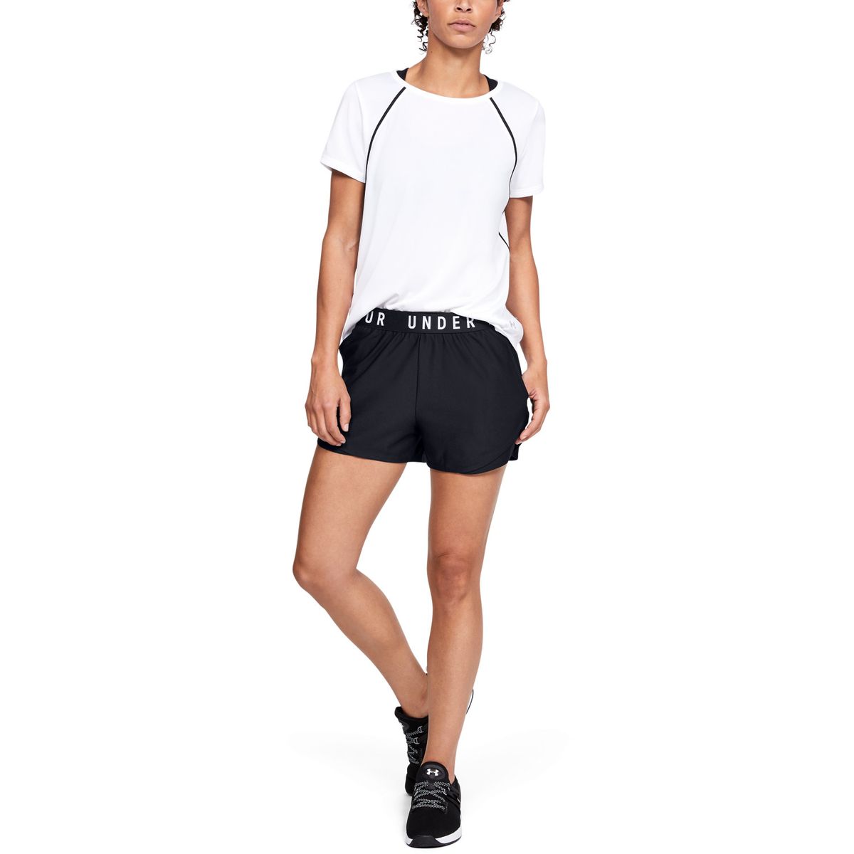UNDER ARMOUR - Shorts UA Play Up 3.0 para mujer Negro UNDER ARMOUR