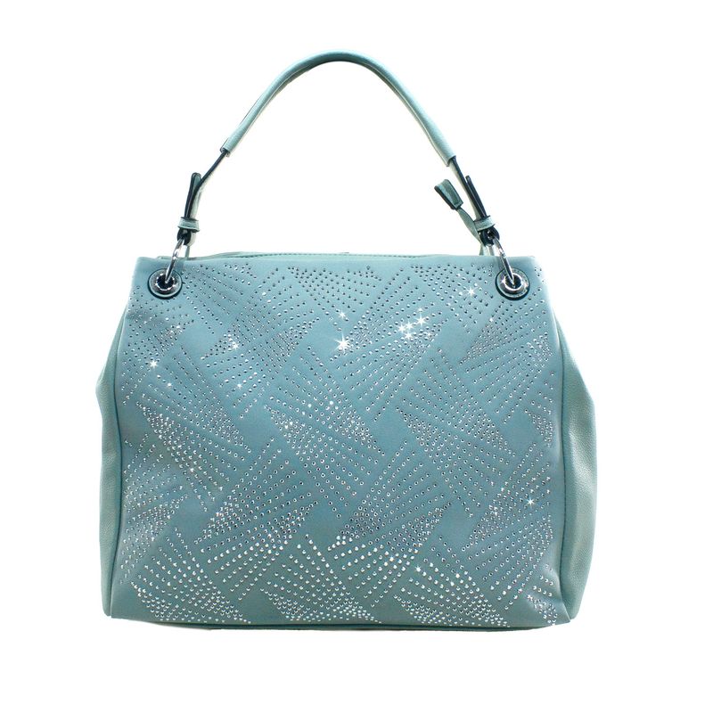 MAILEA - Cartera ecocuero lurex frontal para mujer celeste