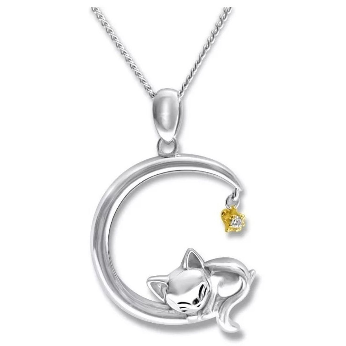 ARANY JOYAS - Collar Plata Gato Durmiendo En La Luna